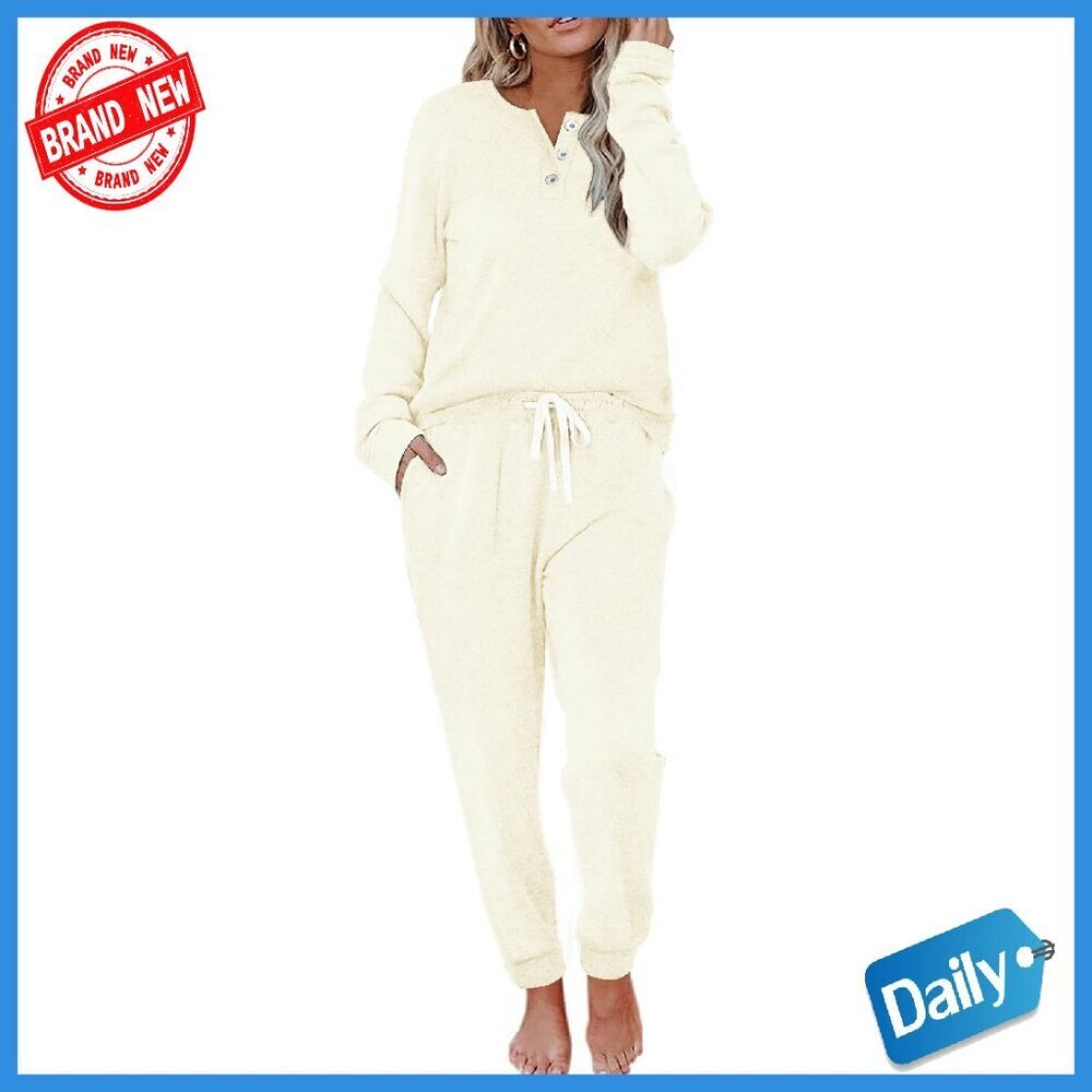 Soft Brushed Jersey Pajama Set Long Sleeve Top Joggers Sleepwear